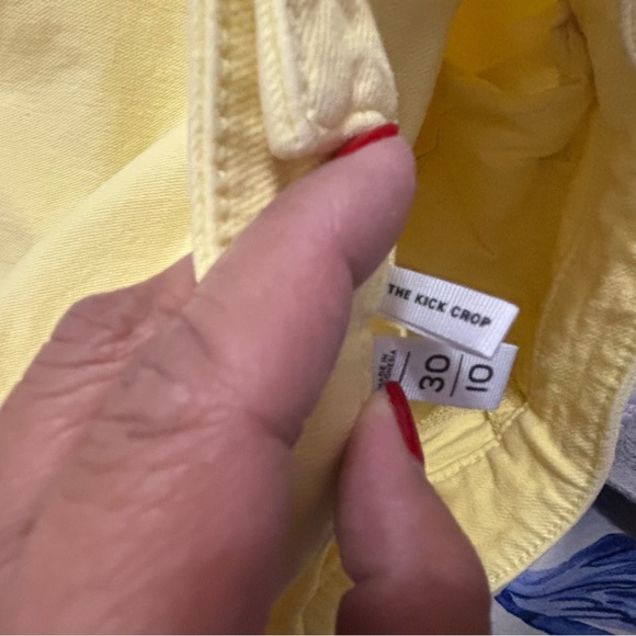 Loft Women's Citrus Yellow High Rise Kick Crop frayed hem Jeans in Size 10 - Picture 2 of 8